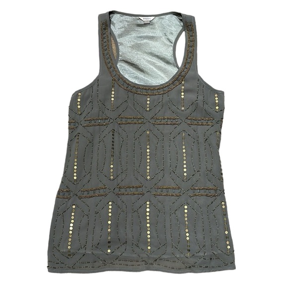 Fossil olive green and gold beaded and sequin top - Picture 4 of 16